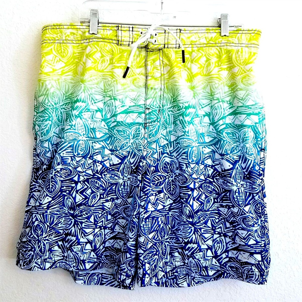 Speedo Yellow Green Blue Floral Fade Board Shorts